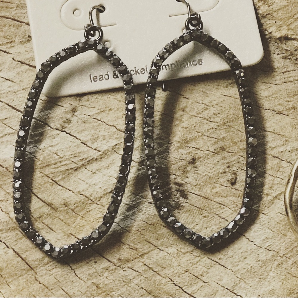 Pewter Rhinestone earrings